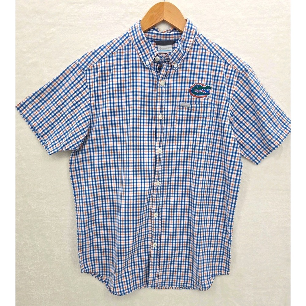 Columbia Sportswear Men's M Florida Gators Plaid Button Up Shirt Cotton Blend
